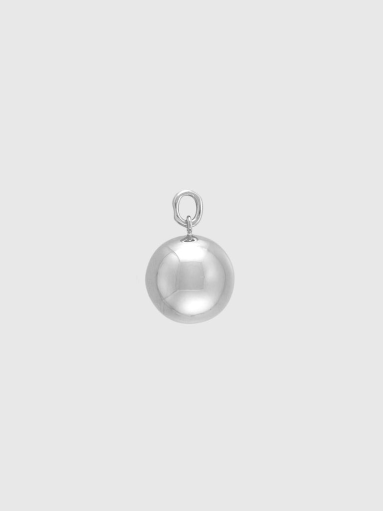 Silver ball  pendant on a light gray background