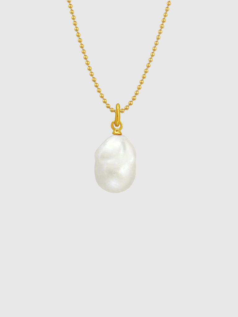 Baroque freshwater pearl pendant gold main 