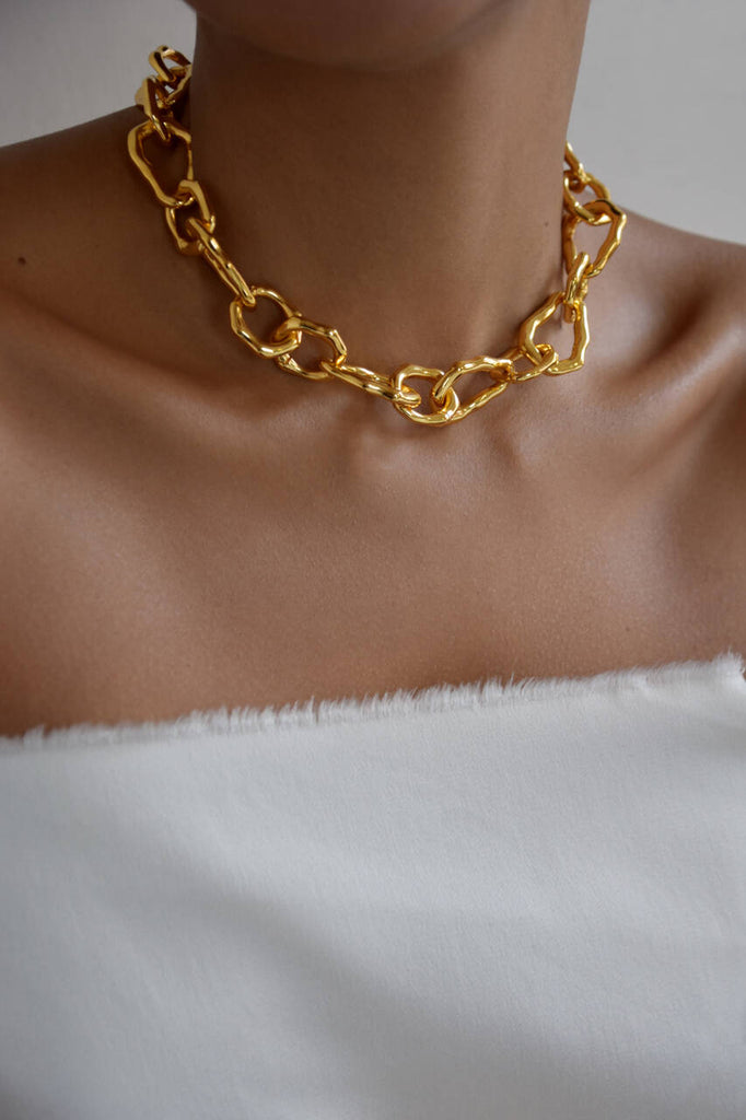 Shop Nashira Arno Studio Modular Bold Link Necklace in Gold 